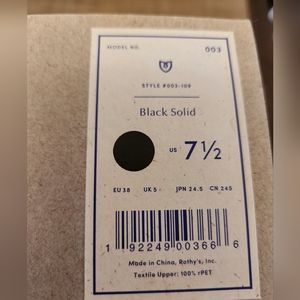 Rothys Loafers Black Solid Sz 7.5 New in Box